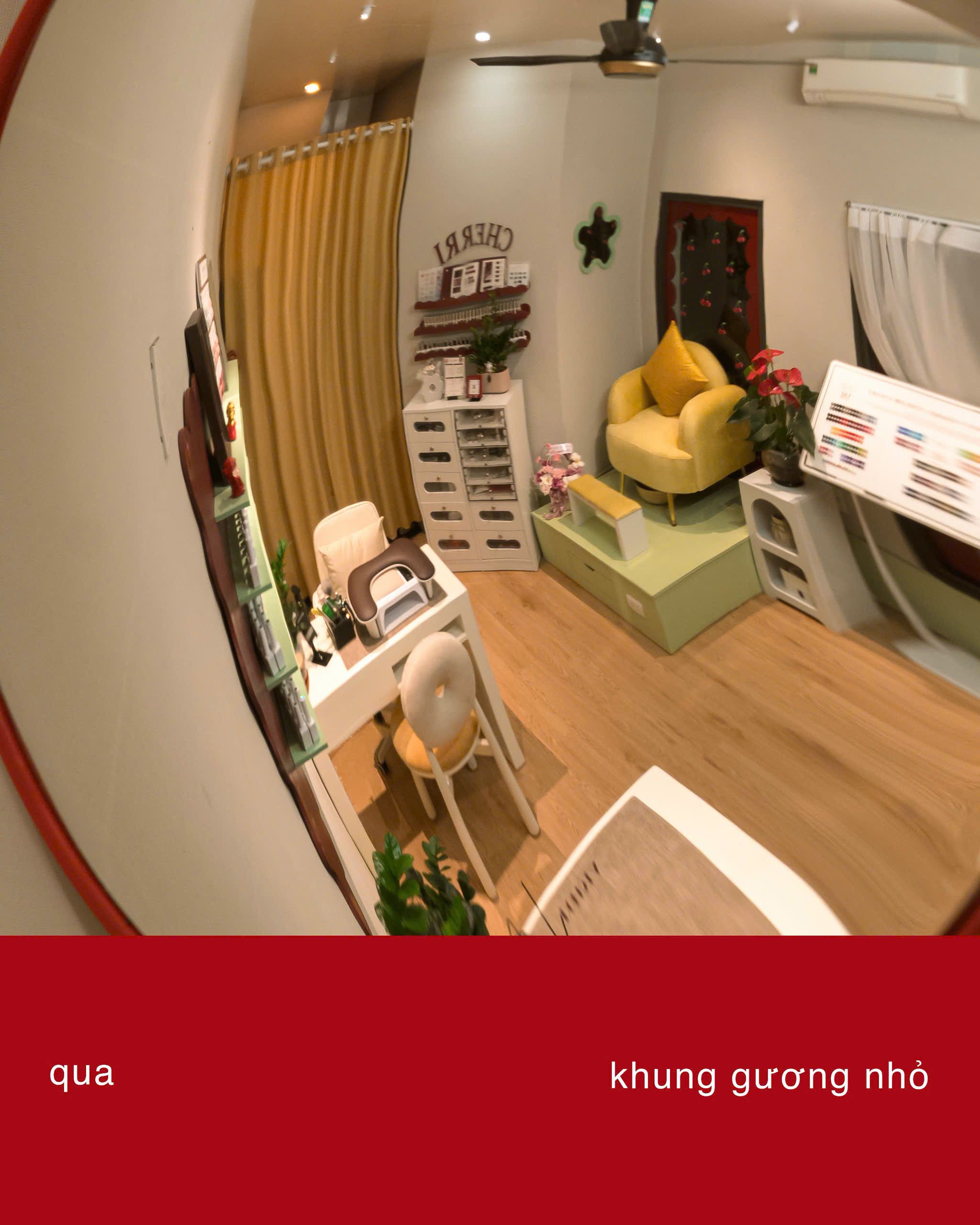 Toàn cảnh không gian Cherri Beauty Room qua gương